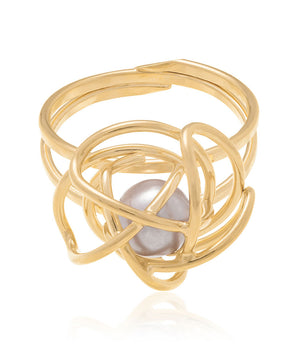 GOLD PLATED RING WITH PEARL