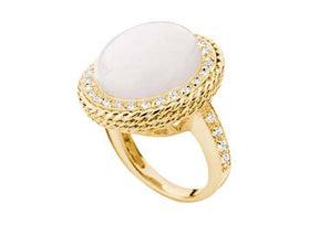 GOLD RING WITH ZIRCONIA AND STONE