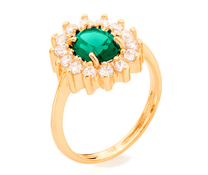 GOLD RING WITH CRYSTAL AND ZIRCONIA