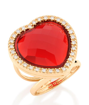 GOLD RING WITH CRYSTAL AND ZIRCONIA