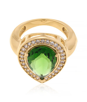 GOLD RING WITH CRYSTAL AND ZIRCONIA
