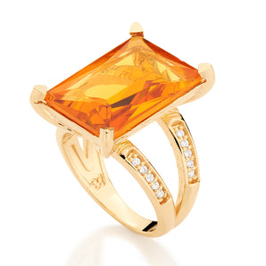 GOLD RING WITH CRYSTAL AND ZIRCONIA