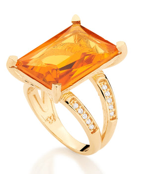GOLD RING WITH CRYSTAL AND ZIRCONIA