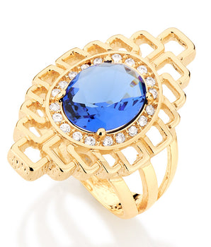 GOLD RING WITH CRYSTAL AND ZIRCONIA