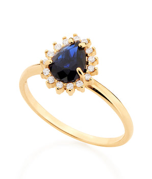 GOLD RING WITH CRYSTAL AND ZIRCONIA