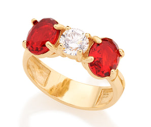 GOLD RING WITH CRYSTAL AND ZIRCONIA
