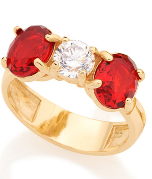 GOLD RING WITH CRYSTAL AND ZIRCONIA