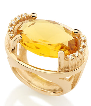 GOLD RING WITH CRYSTAL AND ZIRCONIA