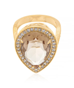 GOLD RING WITH CRYSTAL AND ZIRCONIA