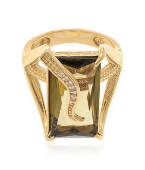 GOLD RING WITH CRYSTAL AND ZIRCONIA