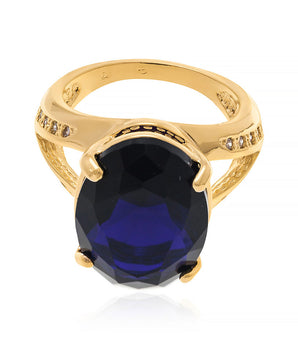 GOLD RING WITH CRYSTAL AND ZIRCONIA