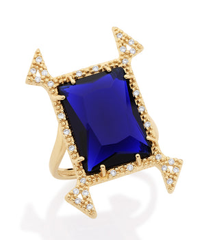 GOLD RING WITH CRYSTAL AND ZIRCONIA