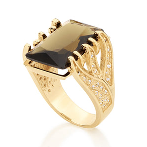 GOLD RING WITH CRYSTAL AND ZIRCONIA