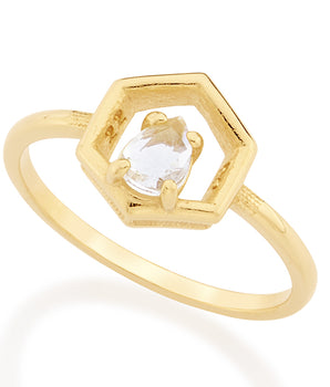GOLD RING WITH CRYSTAL