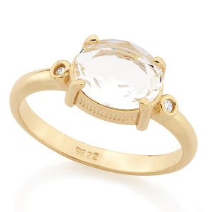 GOLD RING WITH CRYSTAL AND ZIRCONIA
