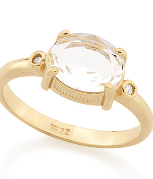 GOLD RING WITH CRYSTAL AND ZIRCONIA