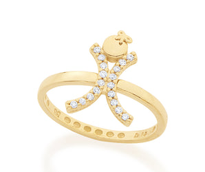 GOLD PLATED RING WITH ZIRCONIA