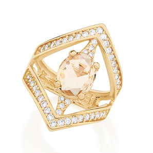 GOLD PLATED RING WITH CRISTALS AND ZIRCONIA