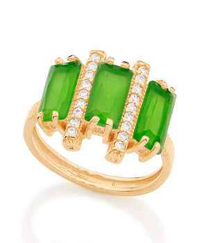 GOLD PLATED RING WITH CRISTALS AND ZIRCONIA
