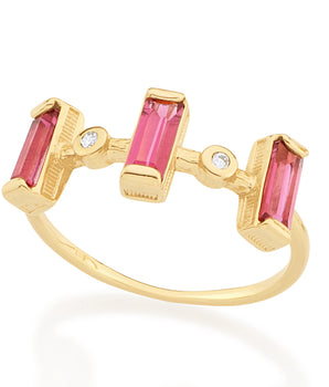 GOLD PLATED RING WITH CRISTALS AND ZIRCONIA