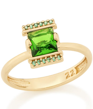 GOLD RING WITH CRYSTAL AND ZIRCONIA