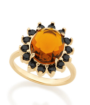 GOLD RING WITH CRYSTAL AND ZIRCONIA