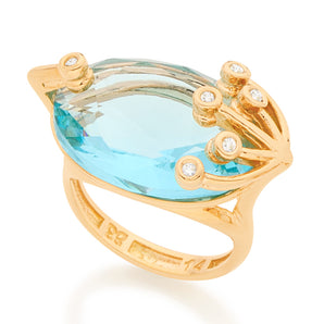 GOLD RING WITH CRYSTAL AND ZIRCONIA