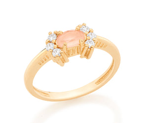 GOLD RING WITH CRYSTAL AND ZIRCONIA