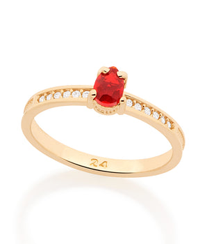 GOLD RING WITH CRYSTAL AND ZIRCONIA