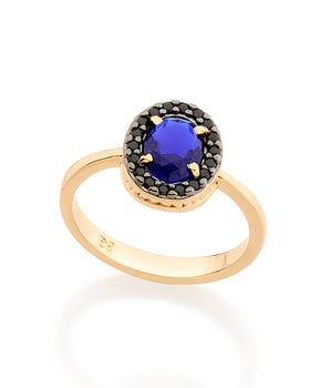 GOLD RING WITH CRYSTAL AND ZIRCONIA