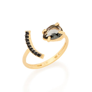 GOLD RING WITH CRYSTAL AND ZIRCONIA