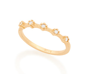 GOLD FIVE TINY FLOWERS SKINNY RING