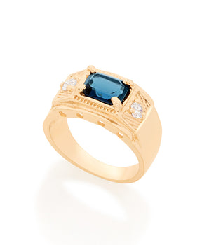 GOLD RING WITH CRYSTAL AND ZIRCONIA