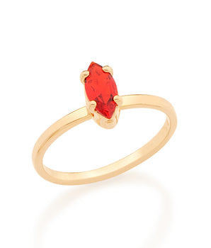 GOLD KID'S NAVETTE RING IN WHITE
