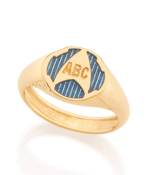 GOLD KID'S ABC RING IN BLUE