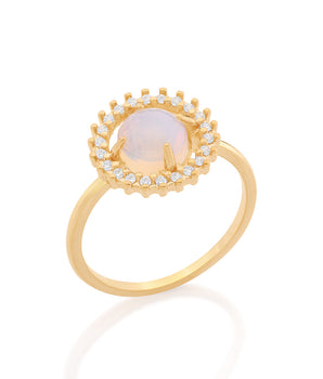 GOLD RING WITH CRYSTAL AND ZIRCONIA