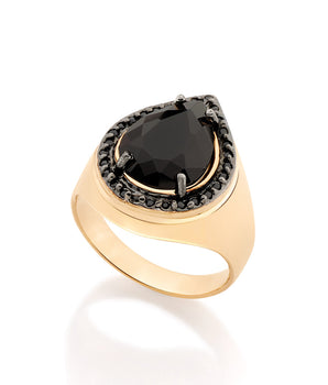 GOLD RING WITH CRYSTAL AND ZIRCONIA