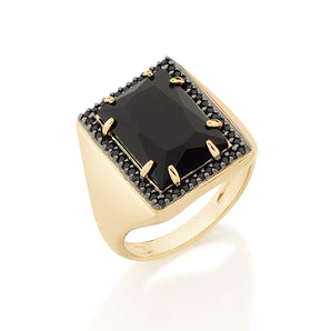 GOLD RING WITH CRYSTAL AND ZIRCONIA