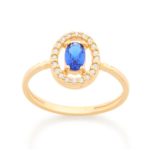 GOLD HALO RING IN BLUE