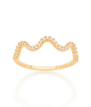 GOLD WAVE SKINNY RING IN WHITE