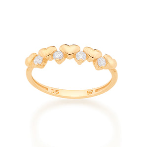 GOLD FIVE HEARTS RING