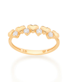 GOLD FIVE HEARTS RING