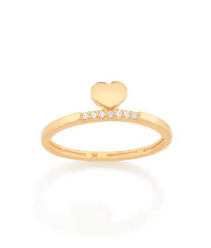 GOLD HEART SKINNY RING