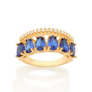 GOLD ELEGANT NIGHT RING IN BLUE