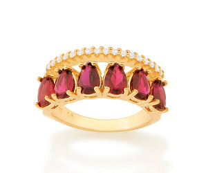 GOLD ELEGANT NIGHT RING IN RED