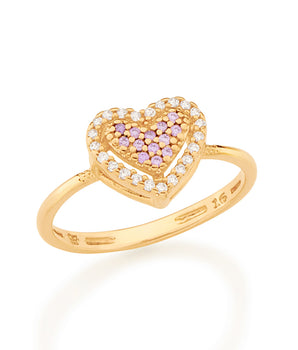 GOLD PINK HEART RING