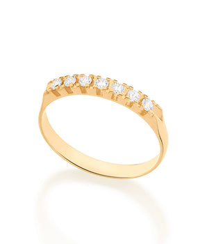 GOLD HALF WEDDING RING WITH ZIRCONIA