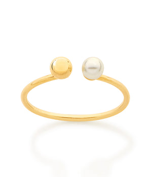 GOLD DOUBLE SPHERE SKINNY RING