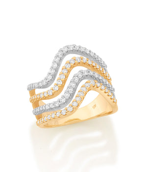 GOLD DUO TONE WAVE RING