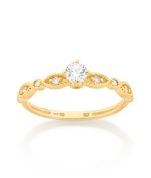 GOLD TWISTED POINT OF LIGHT SOLITAIRE RING